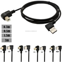 ELbow Blue 1M Cable USB 2,0 de alta velocidad en ángulo AM BM Tipo chaqueta de PVC Cable DE DATOS KVM para impresora Cámara de computadora Trenza de muestra gratis