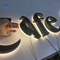Enseigne personnalisée en lettres 3D rétroéclairées, lettres en métal peintes en noir, illuminées par LED, pour restaurant, boutique, bureau, décoration murale de salle de jeux