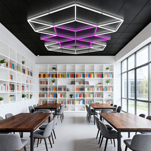 תאורת לד גיאומטרית לתקרה, חנות תיקוני רכב וחסכון באנרגיה, חנות דיטיילינג לרכב, פוליגון - Product Image 6