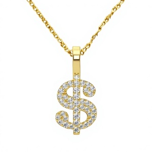 Custom Dollar Sign Money Symbol Solid 14K Gold Hip Hop jewelry <b>Iced</b> Sparkling Natural Diamond Necklace pendants & Charms Unisex - Product Image 1