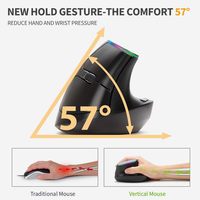 DELUX M618C Souris ergonomique sans fil noire Souris verticale silencieuse 2.4G avec récepteur USB