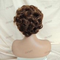 Perruque Courte Sans Colle KEMY HAIR en Cheveux Humains Pixie Cut avec Dentelle HD, Perruque Ondulée à la Doigtée, Mèches Naturelles Indiennes pour Femmes Noires