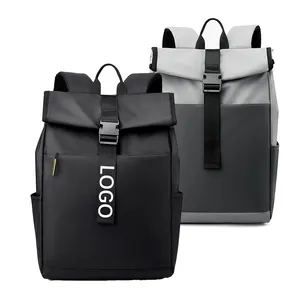 Bolsa de mochila para laptop de nylon expansível à prova d'água, bolsa de rolo personalizada para homens, compyute