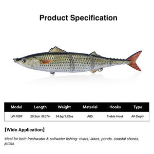 Leurre de <span class=keywords><strong>pêche</strong></span> articulé multi-articulations de 20,5 cm (50,6 g) 8 pouces, leurre de <span class=keywords><strong>pêche</strong></span> pour gros poissons, leurre de <span class=keywords><strong>pêche</strong></span> pour la <span class=keywords><strong>pêche</strong></span> au bar, au brochet, à la truite, au musky - Product Image 3