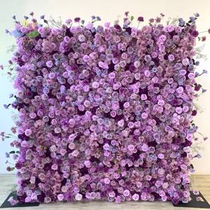 Decoración de Fondo <span class=keywords><strong>para</strong></span> Bodas al Aire Libre E8, Cortina de Pared de Hojas <span class=keywords><strong>Artificiales</strong></span> Verdes, Tela Enrollable 3D con Flores - Product Image 3