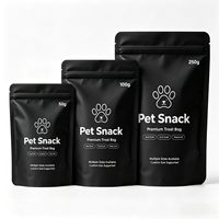 Sachet d'emballage personnalisé noir mat refermable avec fermeture éclair, anti-odeur, de qualité alimentaire, étanche, pour friandises et snacks pour chiens
