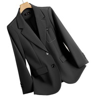 2025 nouvelle Collection printemps et automne Senior gris bleu veste de costume pour femme avec tempérament coréen décontracté Blazers amples