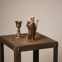 Statue religieuse de Jésus Pasteur en résine, figurine chrétienne avec bâton pour l'église, cadeau sacré catholique pour la décoration de Noël et de Pâques