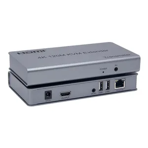 पीसी माउस वीडियो कीबोर्ड के लिए Cat6 RJ45 नेटवर्क केबल के माध्यम से HDMI लूप आउट ट्रांसमीटर रिसीवर IR के साथ नया 4K 120M KVM HDMI एक्सटेंडर
