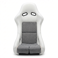 Siège de course LK personnalisé blanc pied-de-poule, inclinable et réglable, avec cadre en acier, universel pour simulateur VR et adaptable aux voitures