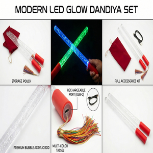 Modernas varitas Dandiya LED multicolor con luces intermitentes y borlas decorativas de seda para Navratri Garba - Product Image 2