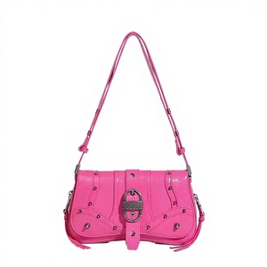 Sac bandoulière rétro sexy style motard, motif crocodile, marron Melede en PU, avec fermeture éclair et rivets, bandoulière réglable, produit transfrontalier très demandé - Product Image 2