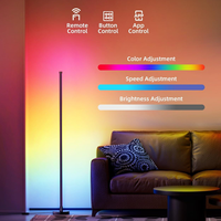 Lampu Lantai Sudut LED Modern Pintar Desain Bar Kontrol Aplikasi Android Wi-Fi Baterai Terpasang Paduan Aluminium 24 Jam Warna DIY Rumah