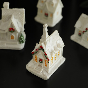 <strong>Christmas</strong> <strong>Village</strong> White Luminous LED Snow <strong>House</strong> Light <strong>Resin</strong> Desktop Gift Decoration Small Ornament <strong>Christmas</strong> Cottage Model - Product Image 3