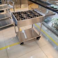 Chariot de cuisine professionnel en acier inoxydable avec roulettes, table à condiments pour restaurant commercial, chariot de service