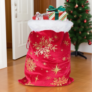 Stoking Natal Poliester Merah Berlapis Emas HCD untuk Dekorasi dan Perlengkapan Liburan - Product Image 6