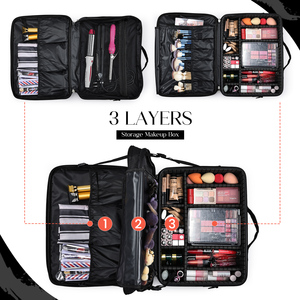 Large <b>Makeup</b> Bag Professional <b>Makeup</b> Train Case Portable Cosmetic Storage Travel Backpack <b>Box</b> Salon Barber Carrying Bags - Product Image 2