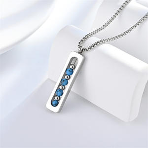 Venta directa de fábrica, collar de plata de verano, collar con colgante de barra de piedra cuadrada colorida chapada, collar para mujeres y hombres - Product Image 3