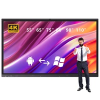 Pizarra Interactiva 4K de 65 Pulgadas, Pizarra Inteligente para Reuniones, Android 14 Octa Core, Pantalla Táctil de 20 Puntos, Doble Lápiz para Escritura, Conferencias