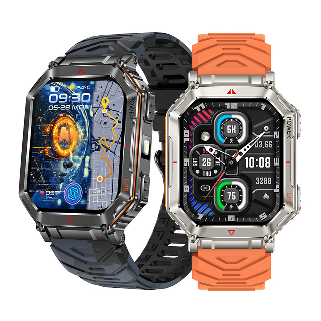 Unisex Square GPS Outdoor Sport Smart Watch 3ATM Waterproof with Sleep Tracker Compass & Flashlight DAFIT App KR92 Smartwatch