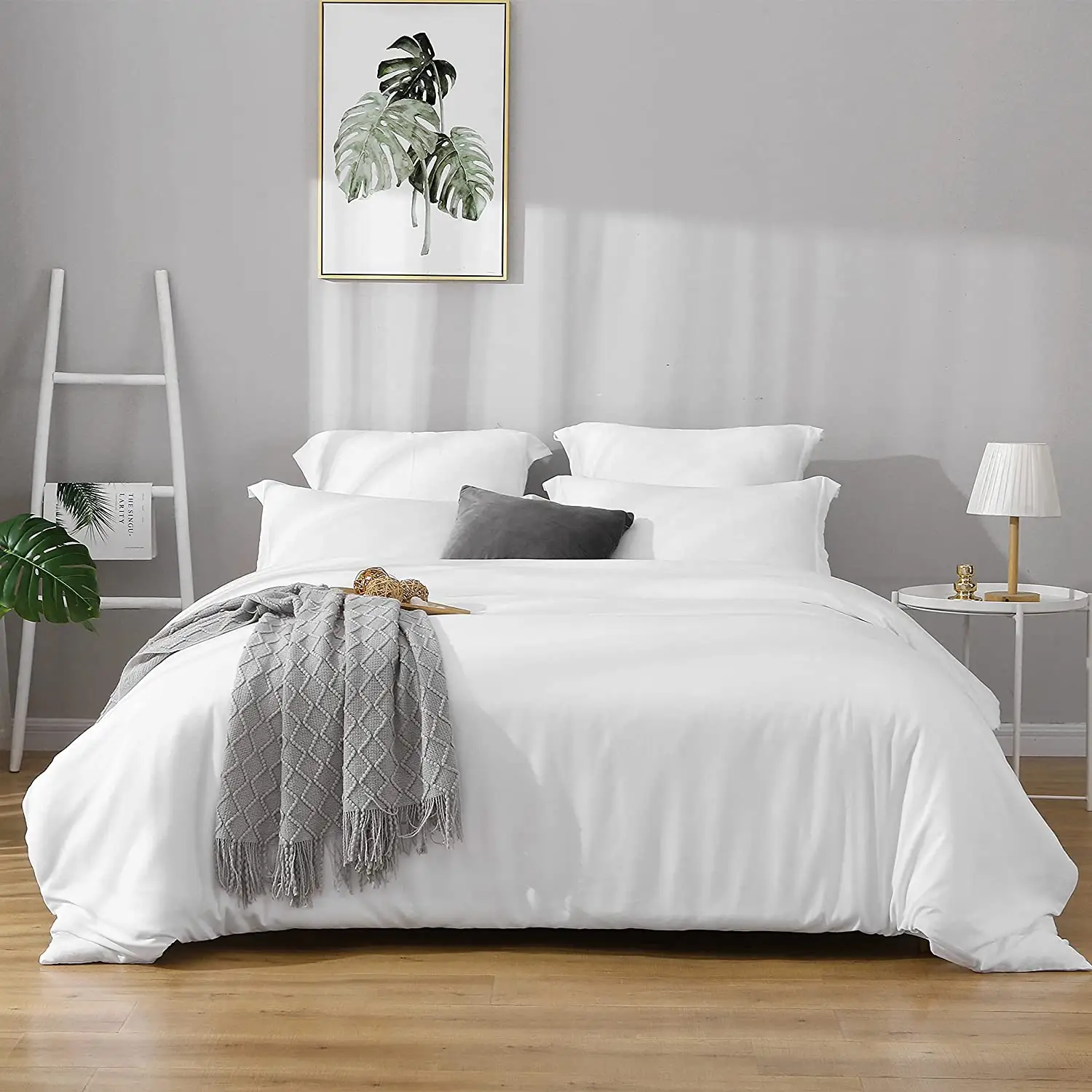 Ensemble de housse de couette en tissu microfibre Super doux brossé de couleur blanche 3 pièces