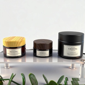 פרמיה יוקרתית 5 גרם 15 גרם 20 גרם 30 גרם 50 גרם 60 גרם 100 מ "ל מט זכוכית שחור בקבוק גוף חמאה צנצנת קרם עם ככפים לבנים - Product Image 1