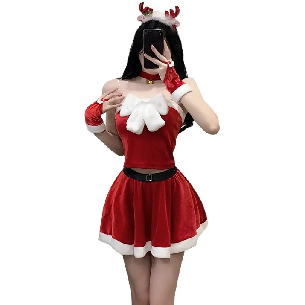 Elk Christmas Dress Female Sexy Cos Dress New Year's War Robe Sweet Performance Dress Set