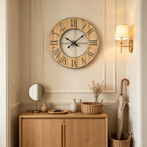 <span class=keywords><strong>Reloj</strong></span> de Pared Vintage Estilo Granja, Marco de Metal, Números Romanos, Funciona con Batería de Cuarzo, para Decoración <span class=keywords><strong>del</strong></span> Hogar o <span class=keywords><strong>Restaurante</strong></span> - Product Image 2