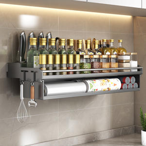 Estante de almacenamiento de cocina montado en la pared, soporte multifunción para cuchillos con cajón y ganchos para organizadores de cubiertos, altura de 8-9,9 pulgadas - Product Image 2