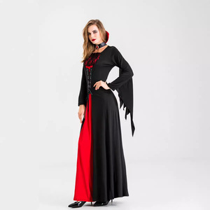 Faux <span class=keywords><strong>Twinset</strong></span> Lace up Dress Vampire Long Sleeve Cosplay Costume Foe Party Festival - Product Image 2