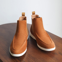 Sepatu Boots Pria Chelsea High Top Mid-Calf Ankle Ukuran Besar Bahan Suede Kulit Sapi Ringan Sol Lembut Warna Solid Sederhana Bernapas