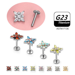Orecchini a perno in lega di titanio F136 con zirconi a forma di croce, stile punk, per piercing all'orecchio, helix, <span class=keywords><strong>gioielli</strong></span> curativi senza rimozione - Product Image 1