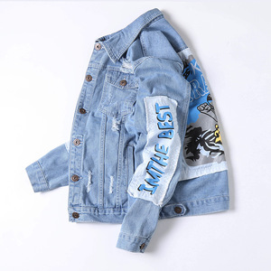Nuova Giacca di Jeans alla Moda con Ricami per Uomo, Giacca in Denim Personalizzata con Motivi, Giacca di Jeans <span class=keywords><strong>Casual</strong></span> Strappata da Uomo, <span class=keywords><strong>Abbigliamento</strong></span> <span class=keywords><strong>Maschile</strong></span> - Product Image 3