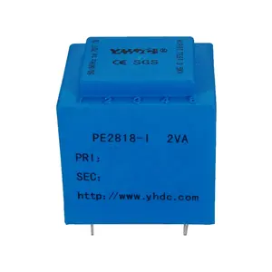 YHDC 2VA min type PCB soudage isolation EI transformateur de puissance PE2818-I avec 110V/220V/230V/tension primaire