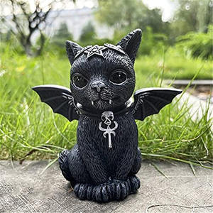 Chapeau de sorcière Halloween Figurine de chat magique Ornement Décoration de bureau unique Statue noire Figurine de chat Décoration d'Halloween occulte - Product Image 3
