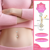 Getta Fashion Vente en Gros Bijoux de Piercing pour Nombril en Titane G23 ASTMF-136, Papillon, Or, Sertis de Zircons, Idéal Cadeau