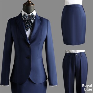 Conjunto de traje de negocios azul real de alta calidad para mujer, ropa de trabajo de oficina profesional para <span class=keywords><strong>empleo</strong></span> bancario, incluye cuello de chaleco - Product Image 1