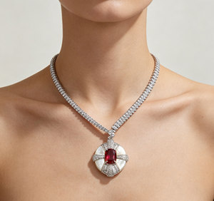 925 Silver Red <b>Ruby</b> <b>Necklace</b> Shines with a High-End Feel,Fashion a Great Gift for Girls on Holidays and Business Occasions L - Product Image 6