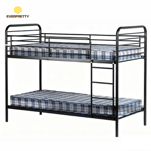 Cama litera moderna de metal negro de tamaño completo para dormitorio escolar, con escalera y barandilla, para apartamentos, hostales, hoteles y uso comercial. - Product Image 2