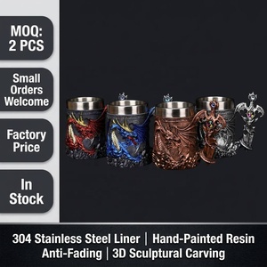 Tasse en résine sculptée en 3D de style vintage avec doublure en acier inoxydable 304, tasse à boire médiévale gothique pour homme, cadeau d'anniversaire - Product Image 1