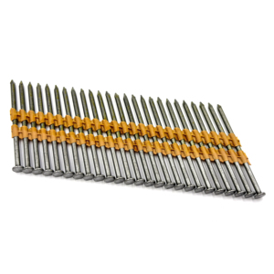 Clous de <span class=keywords><strong>charpente</strong></span> HPT brillants 21 degrés, à tige lisse, en bande plastique, 3 pouces, 2 pouces, à tige annelée, en plastique brillant, collés - Product Image 1