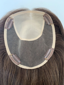 Chất Lượng Cao 100% Châu Âu Của Phụ Nữ Tóc Giả Lụa Cơ Sở Đóng Cửa Remy Đầy Đủ Ren Topper Kích Thước Trung Bình Thẳng Kết Cấu Nâu Con Người 130% - Product Image 2