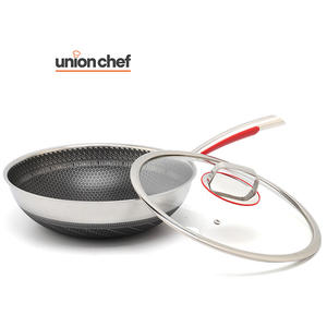 <span class=keywords><strong>Wok</strong></span> de Acero Inoxidable de 32 cm, Ecológico, Antiadherente, Libre de PFOA, con Tapa de Vidrio Triple, Utensilios de Cocina de Metal <span class=keywords><strong>para</strong></span> Gas e Inducción - Product Image 1