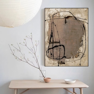 Arte Mural Enmarcado Wabi Sabi, Pintura al Óleo Abstracta Texturizada en 3D Hecha a Mano, Pintura Decorativa Minimalista en Lienzo <span class=keywords><strong>para</strong></span> Sala de Estar - Product Image 6
