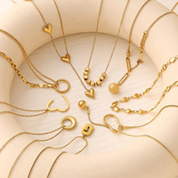 Collier pendentif en acier inoxydable plaqué or 18 carats pour femmes, chaîne à maillons en forme de cœur, résistant au ternissement, tendance, haut de gamme