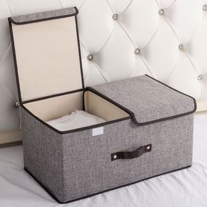 Fabric Storage <b>Bins</b> Cube High Quality Linen Foldable Storage Box Organizer with <b>Lids</b> and Handles - Product Image 5