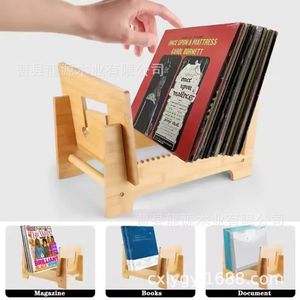 Wooden Foldable Vinyl <b>Record</b> Display <b>Rack</b> Minimalist Design Tabletop Cd Storage Holder Ly 1010 - Product Image 4