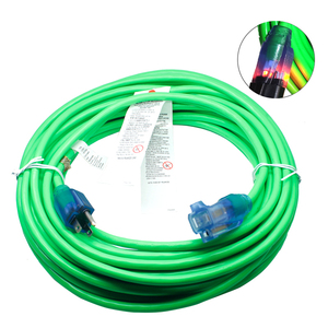 Màu xanh lá cây NEMA 5-15p + NEMA 5-15r chúng tôi dây nguồn với chúng tôi ổ cắm cắm mở rộng AC cáp điện 15m sjtw 3x2, 08mm với ánh sáng màu đỏ - Product Image 1