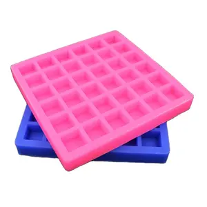 Molde de silicone para bandeja de cubos de gelo, molde de silicone para açúcar, atacado de fábrica com 36 grades, molde artesanal marrom para doces e chocolate, 20 peças