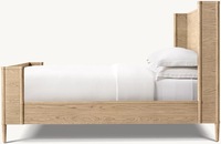 Meubles américains, lit double en bois massif de chêne, style minimaliste italien, nordique, moderne, avec un design vintage américain.
